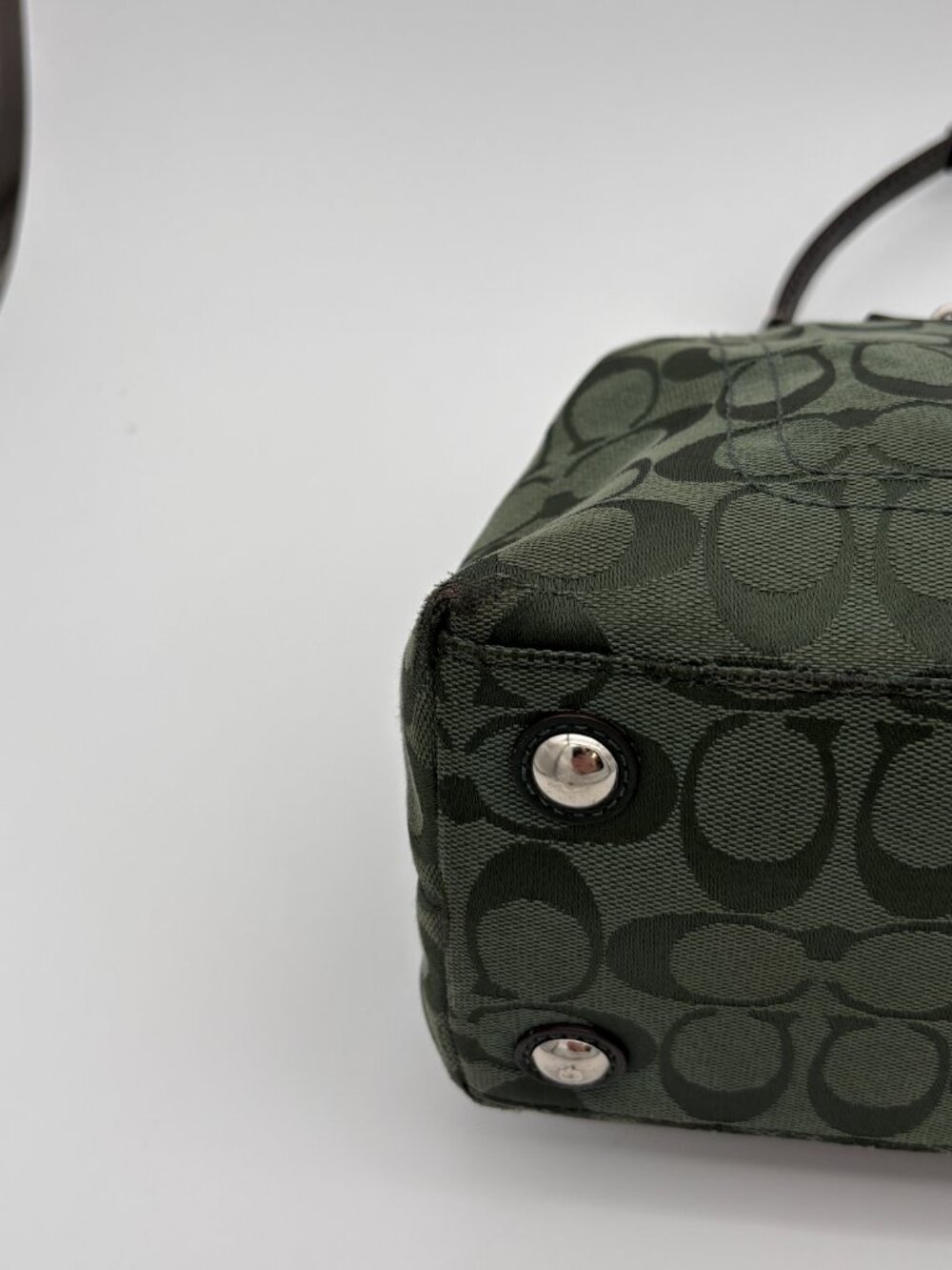 RARE Forest Green & Black Coach Penelope Signature Shopper Tote - Picture 13 of 14